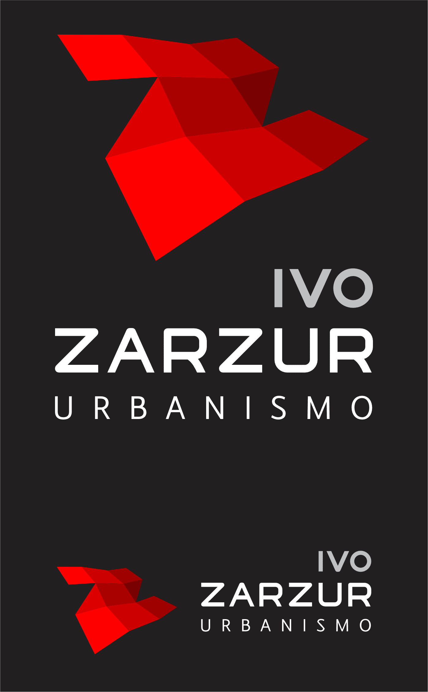 Marca Ivo Zarzur Urbanismo sobre fundo preto | Design de marca e Identidade Visual assinado pela Brandium