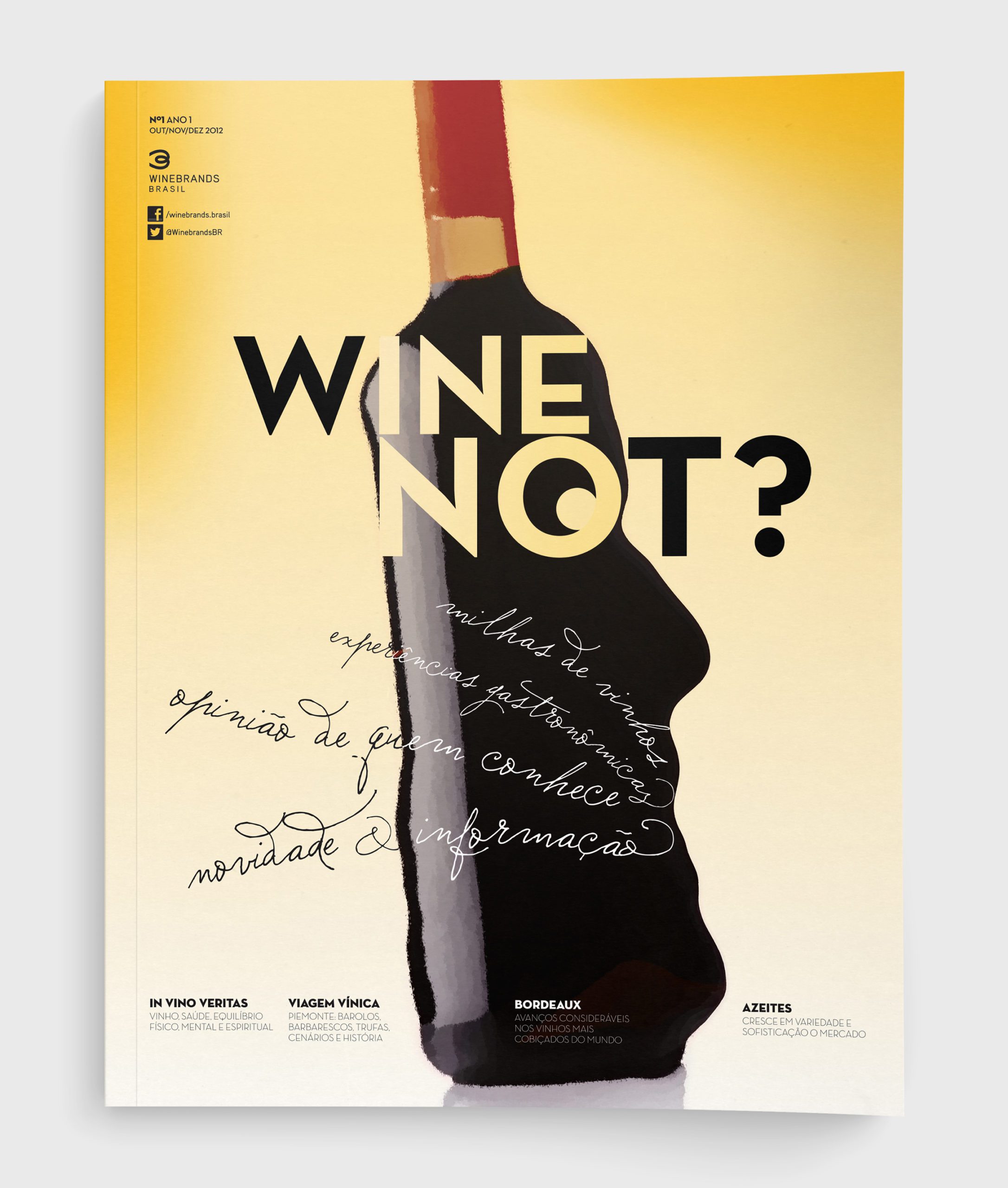 Capa do primeiro número da Revista "Wine Not?". Criada pela Brandium no âmbito do projeto de Identidade Visual