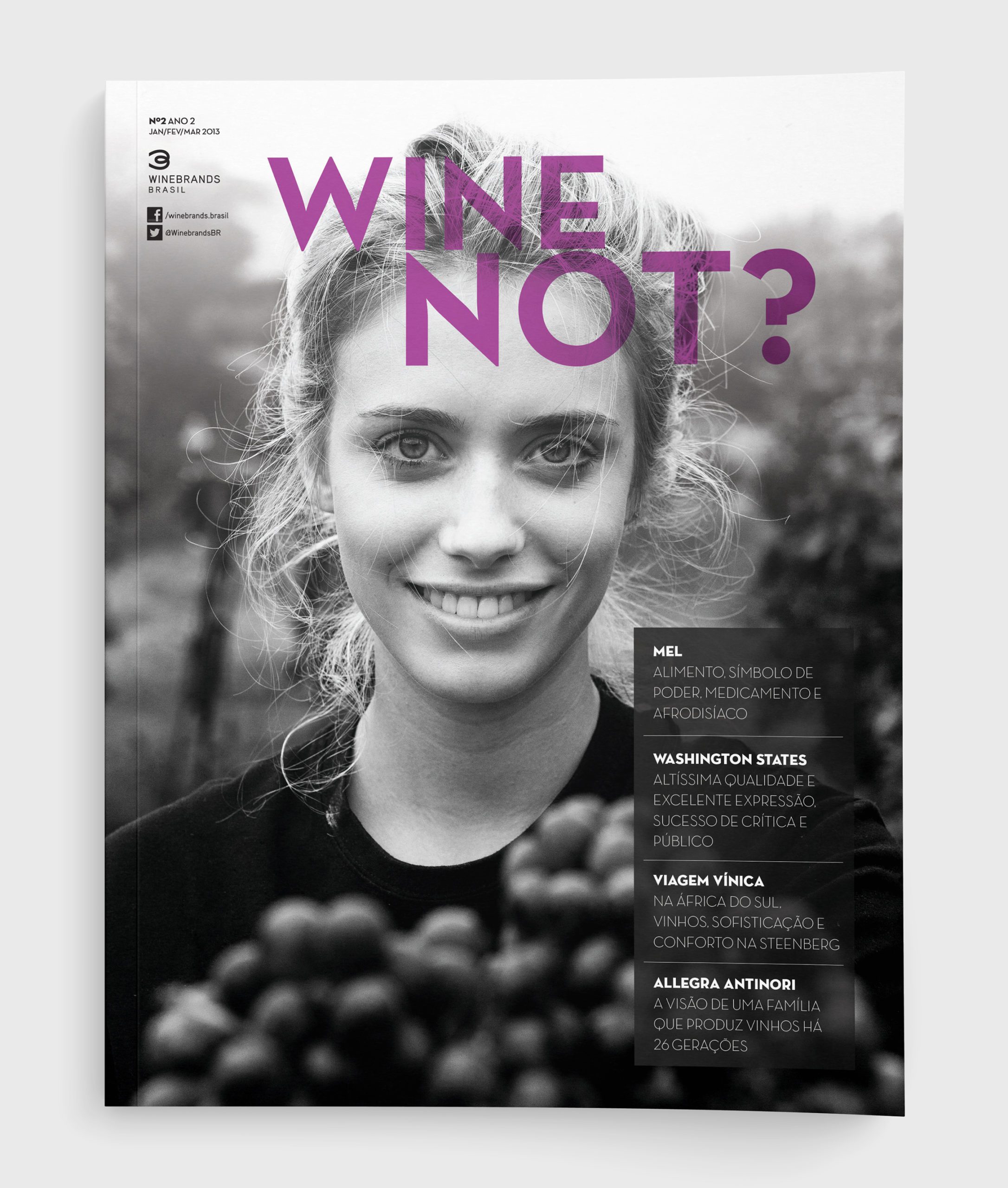 Capa para a revista "Wine Not?" número 2. Criada pela Brandium no âmbito do projeto de Identidade Visual
