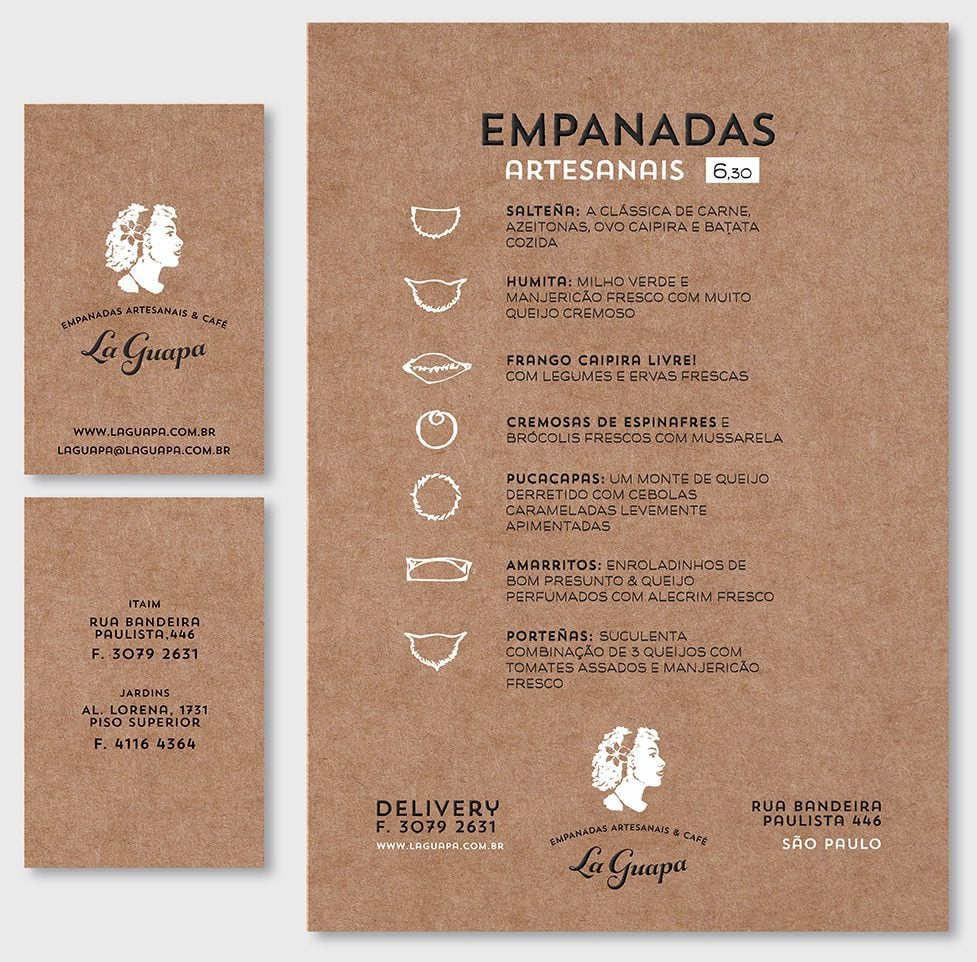 Cartão de visita e Menu para a marca “La Guapa” | Brandium Cartão de visita e Menu para a marca "La Guapa"