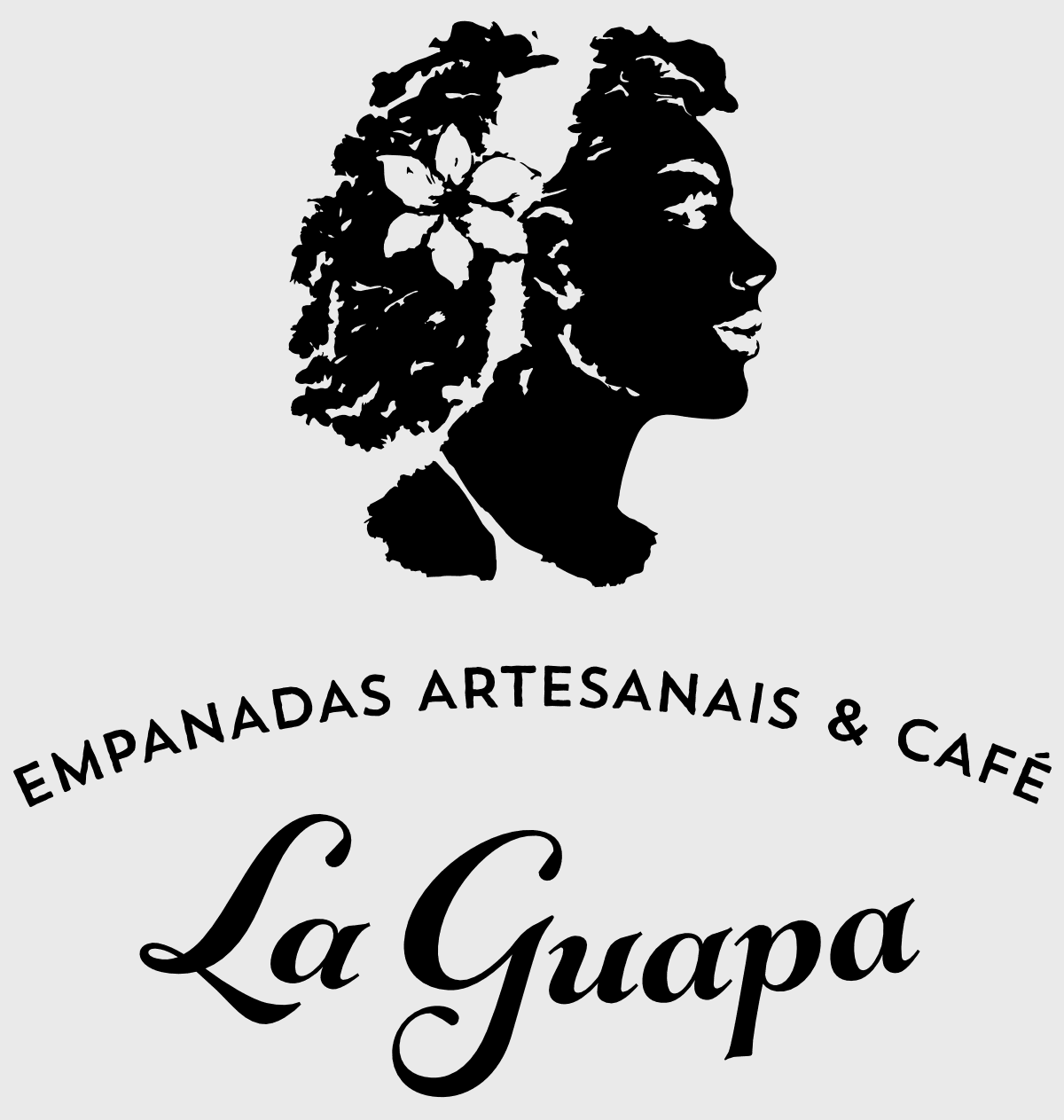 Versão da marca “La Guapa” com o símbolo na cor preta | Brandium Logo da marca "La Guapa" para aplicação em fundos de cor clara.