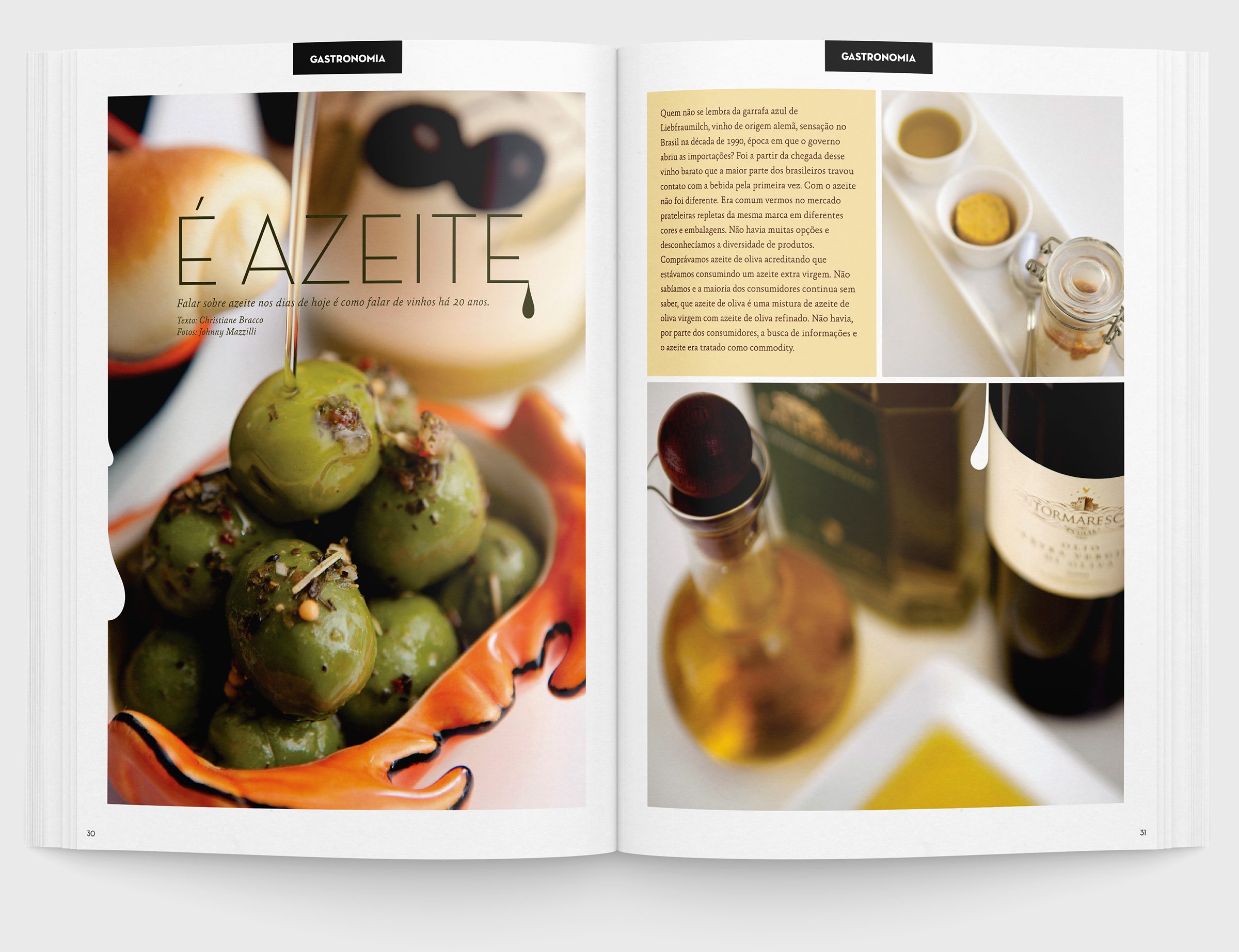 Página Dupla da seção "Gastronomia" da Revista "Wine Not?" feita pela Brandium no âmbito do projeto de Identidade Visual