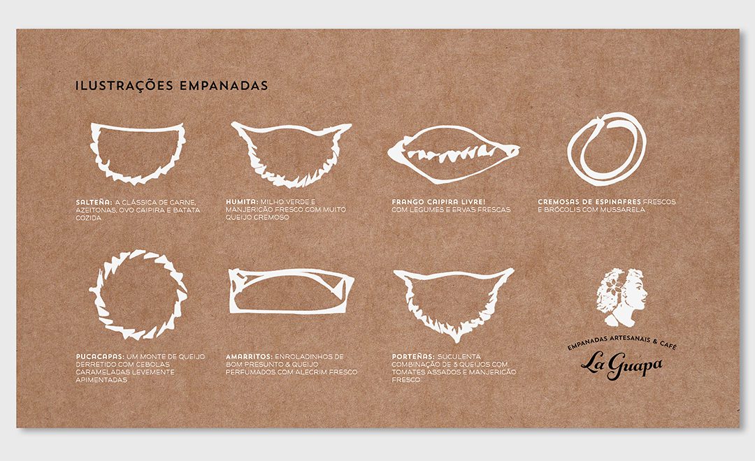 Conjunto de Ilustrações de empanadas para a marca "La Guapa"