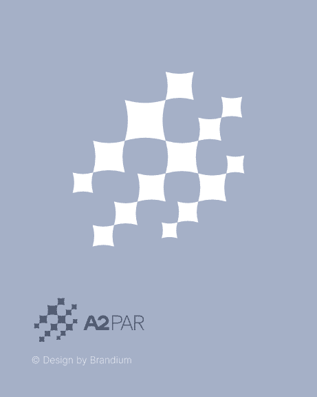 Logo design of the brand A2Par in blue Background