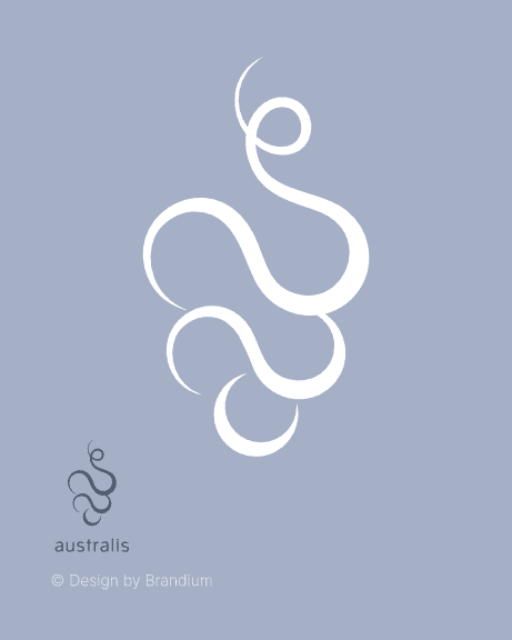 Logo design of the brand Australis in blue Background