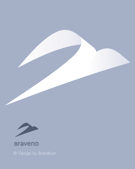 Logo design of the brand Bravend in blue Background