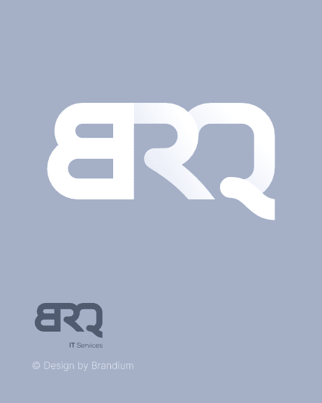 Logo design of the brand BRQ in blue Background