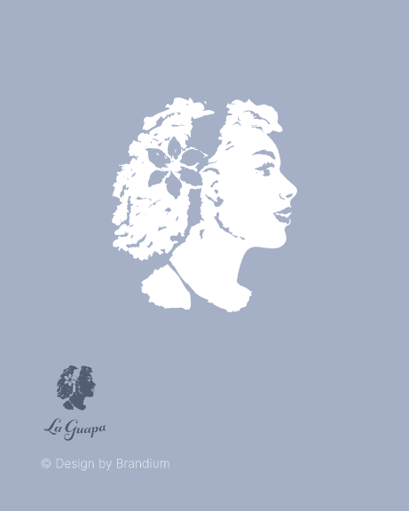 Logo design of the brand La Guapa in blue Background