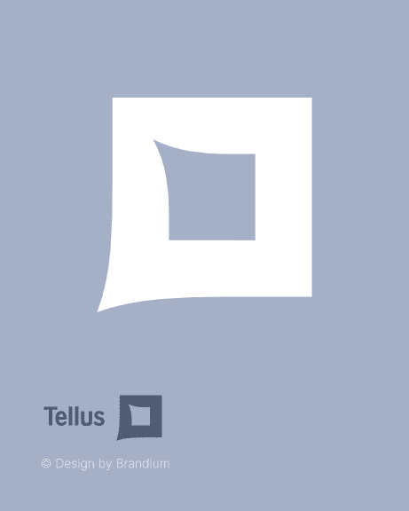 Logo design of the brand Tellus Contact Center in blue Background