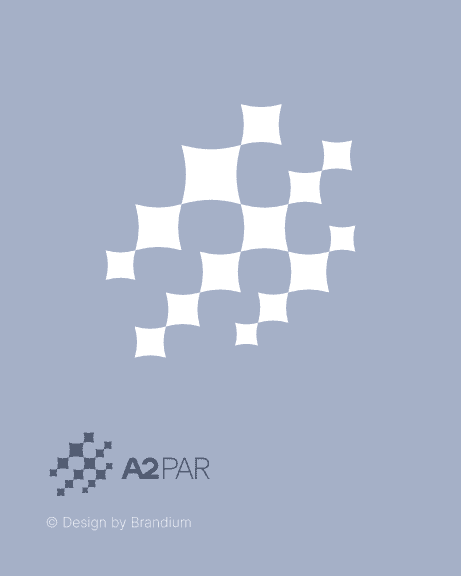 Design da marca A2Par participações em fundo azul