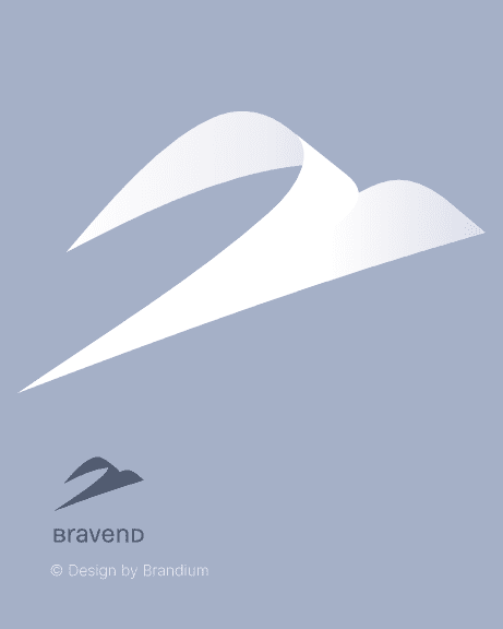 Naming e Design da marca Bravend | Brandium Logo da marca Bravend em fundo azul