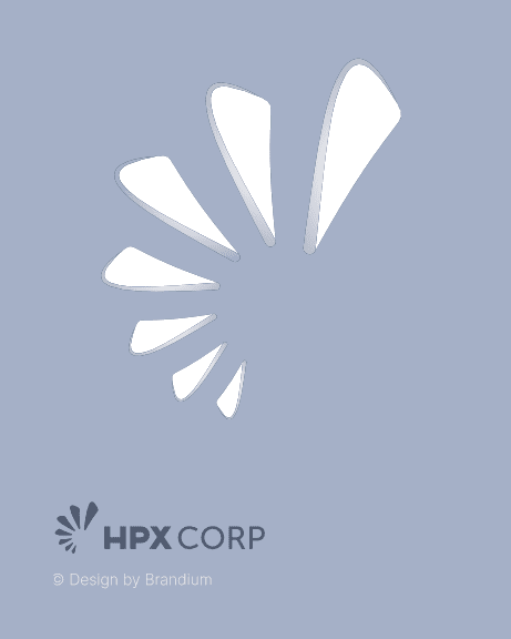 Design da marca HPX Corp | Brandium Logo da marca HPX Corp em fundo azul