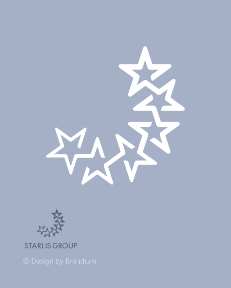 Design da marca Starlis em fundo azul