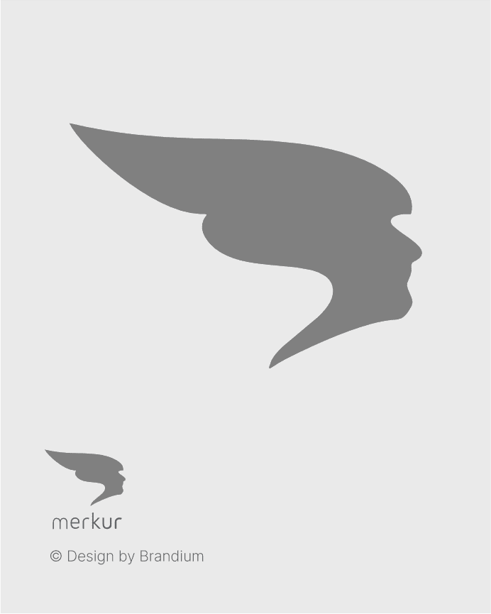 Figurative minimalist representation of the silhouette of Mercury (Roman God of Financial Gain and Commerce).