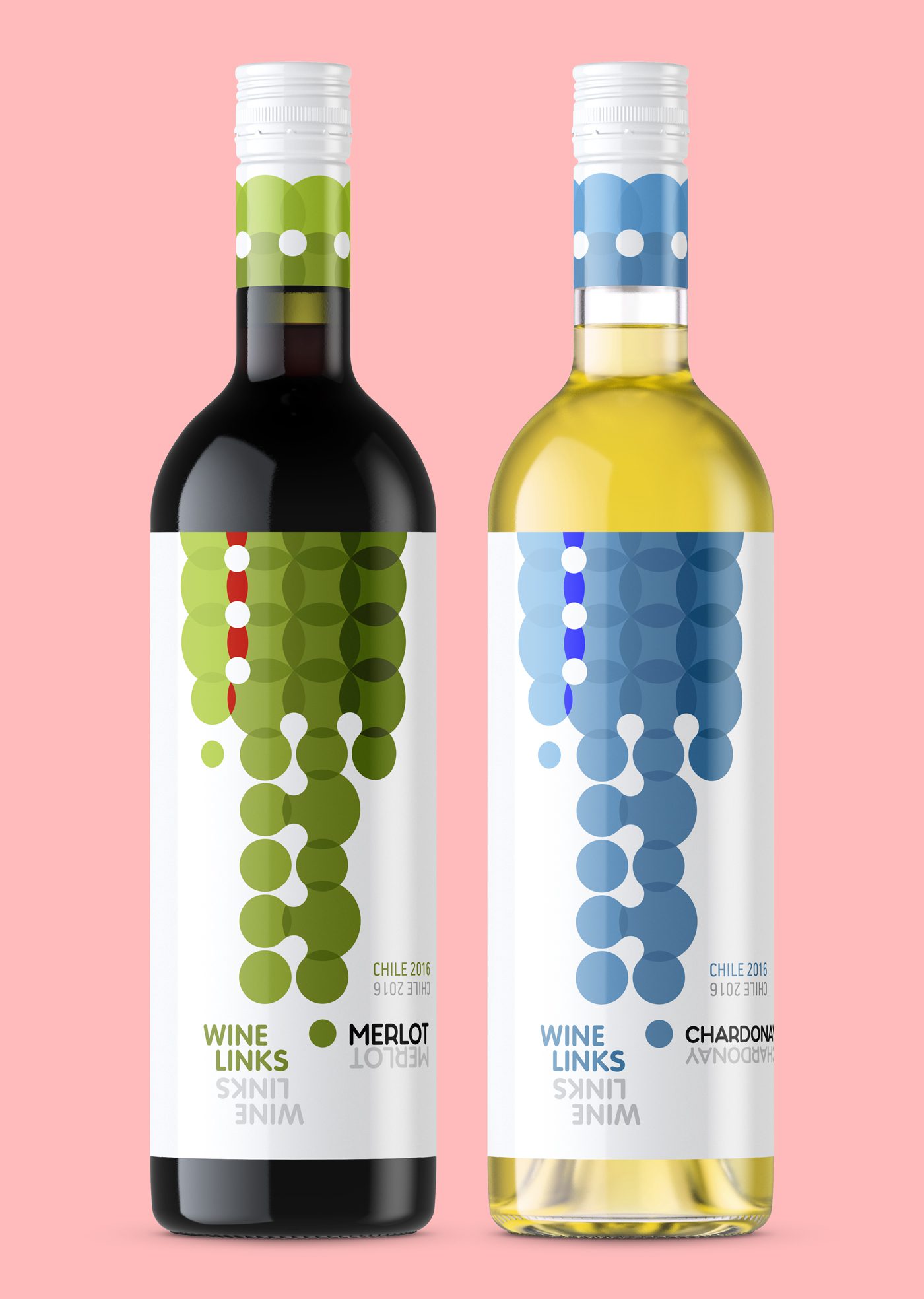 Estudo de design de embalagem para vinhos da marca Wine Links | Assinado pela Brandium