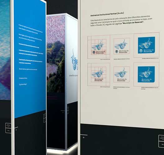 Design de Exposição para o lançamento da nova marca do Município de Resende, em Portugal | Design de marca e Identidade Visual assinado pela Brandium