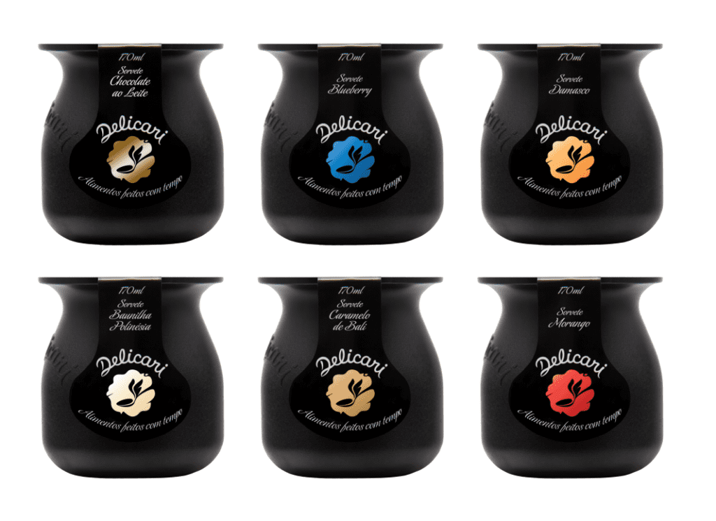 6 Ice Cream Delicari 170g black pots