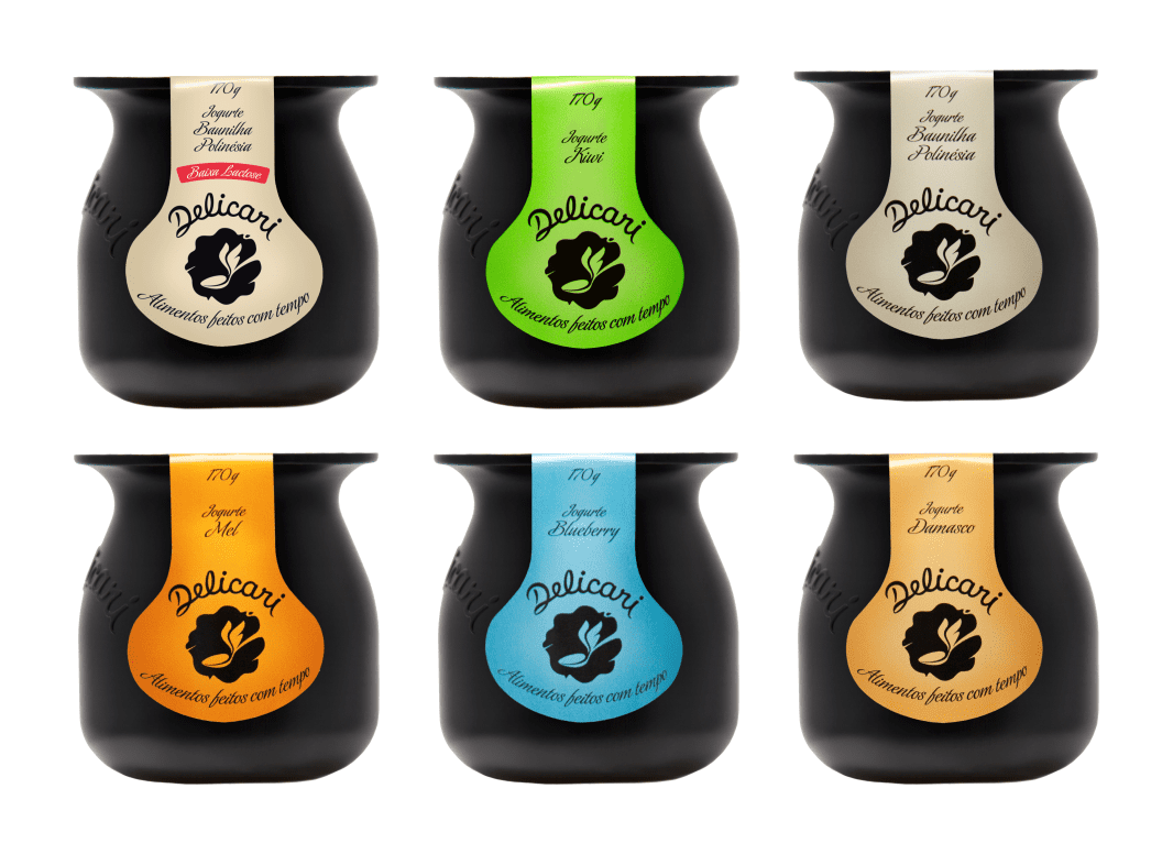 6 Yogurt Delicari 170g black pots