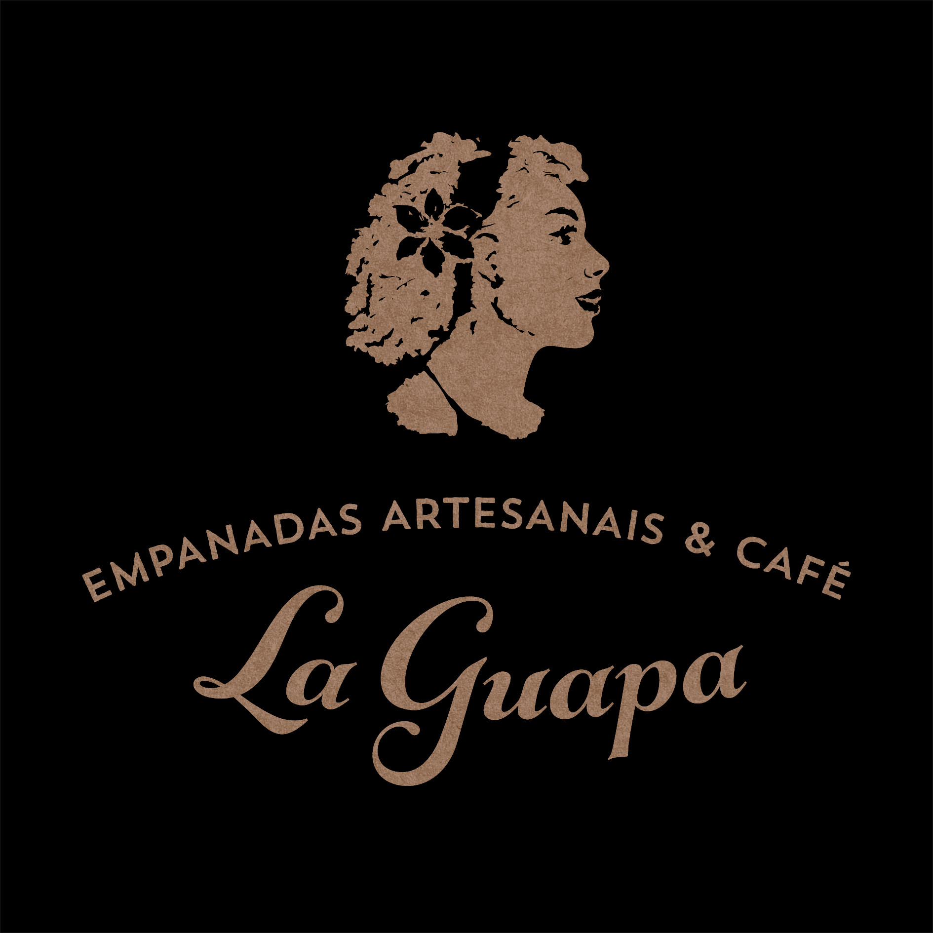 Logo da marca "La Guapa" sobre fundo preto.