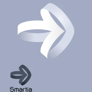 Logotipo da Smartia com símbolo em forma de seta fluida apontando para a direita