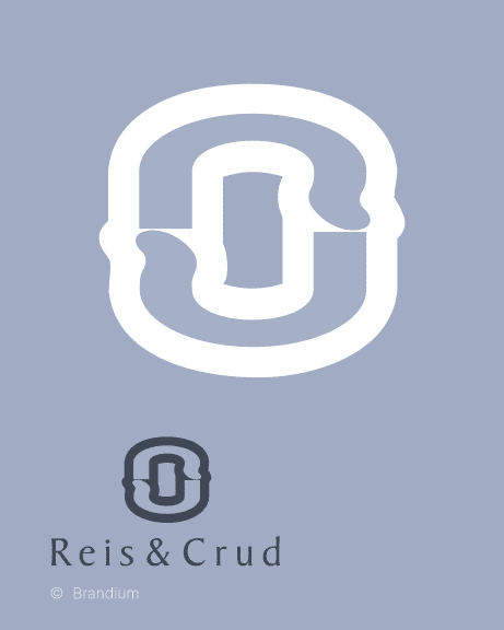 Reis & Crud Brand Design in white over blue Background