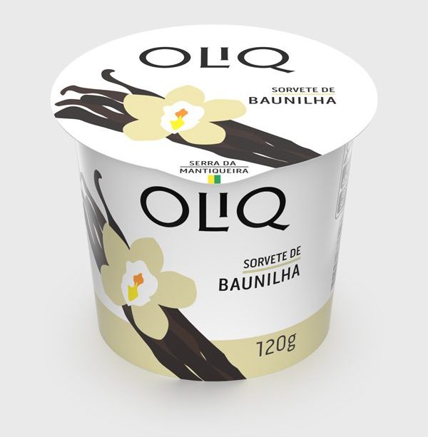 Sorvete OLIQ de Baunilha (Vista de Frente)