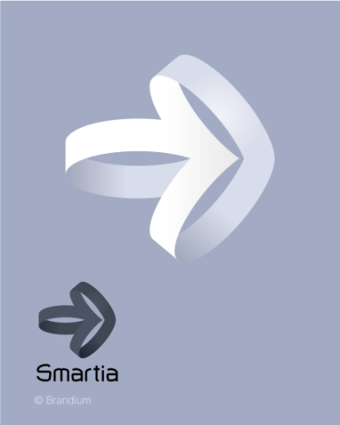 Logotipo da Smartia com símbolo em forma de seta fluida apontando para a direita