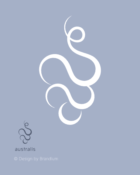 Design da marca da Australis em fundo azul