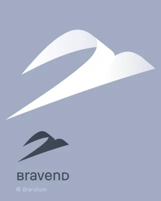 Marca da Bravend em formato de ave em voo ascendente acelerado, sugerindo movimento e crescimento