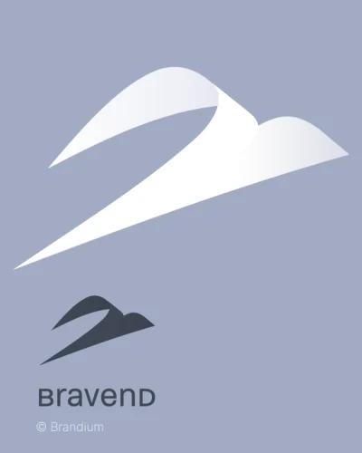 Marca da Bravend em formato de ave em voo ascendente acelerado, sugerindo movimento e crescimento