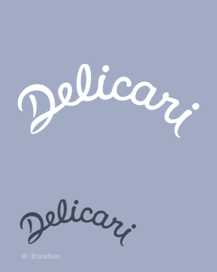 Logo design of the brand Delicari in blue Background