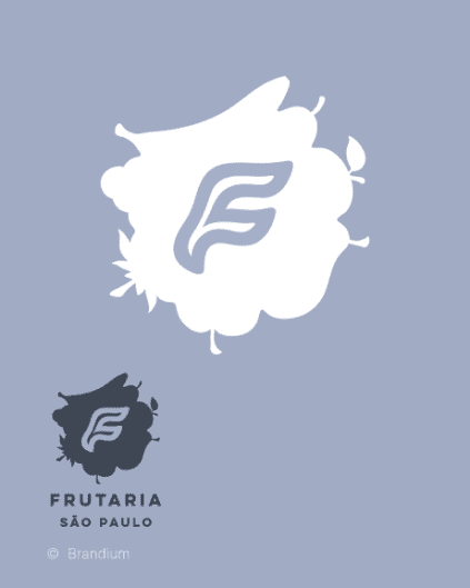 Logo da marca Frutaria São Paulo em fundo azul