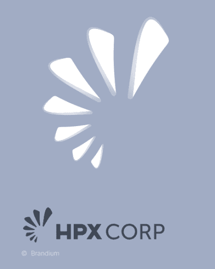 Logo da marca HPX Corp em fundo azul
