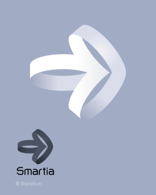 Logotipo da Smartia com símbolo em forma de seta fluida apontando para a direita