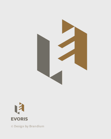 Logo da marca Evoris. Naming e Design de marca assinado pela Brandium