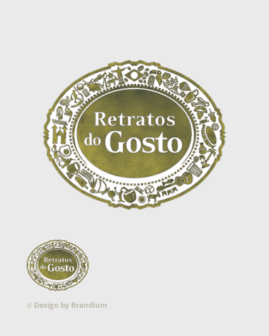 Logo da marca "Retratos do Gosto". Naming e Design assinado pela Brandium