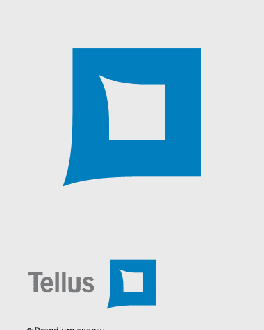 Design da marca Tellus Contact Center criado pela Brandium