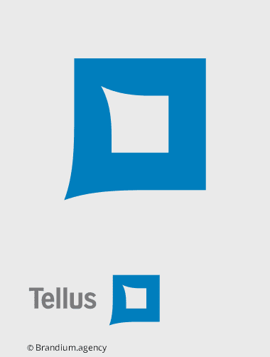 Design da marca Tellus Contact Center criado pela Brandium