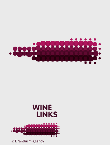 Projeto de criação da marca Wine Links desenvolvido epla Brandium para empresa de assessoria para seleção e comercialização de experiências no mundo do vinhos. São Paulo, Brasil.
