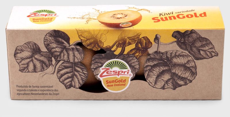 Image of a Sungold packaging prototype for Zespri Kiwifruit in Brazil