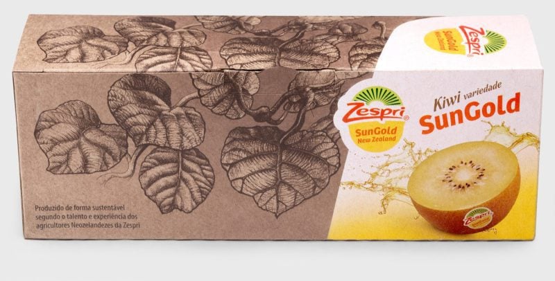 Image of a Sungold packaging prototype for Zespri Kiwifruit in Brazil