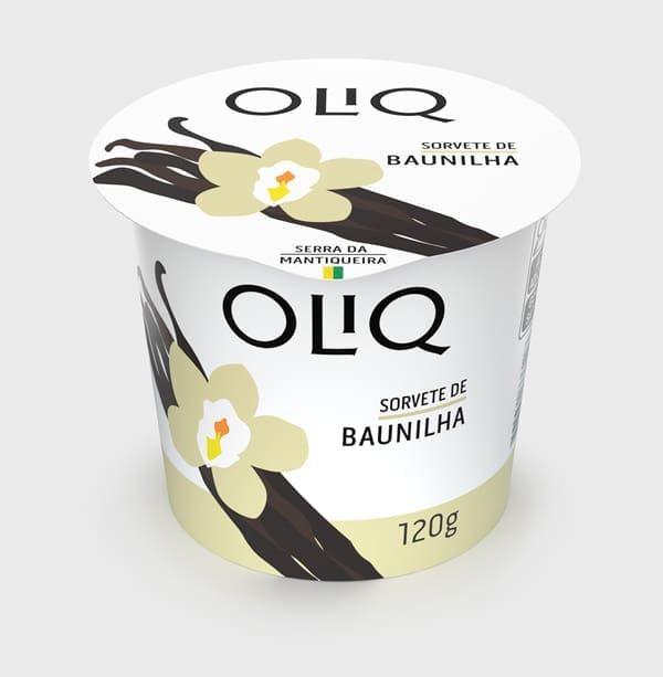 Sorvete OLIQ de Baunilha (Vista de Frente)