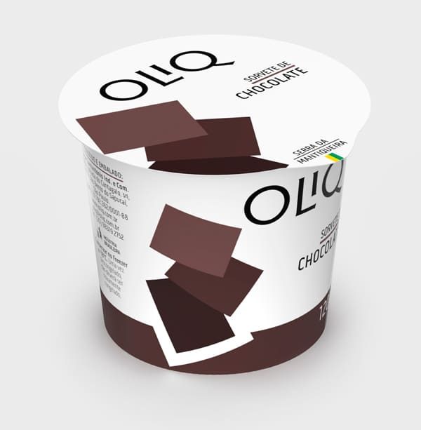 Sorvete OLIQ de Chocolate (Vista a 45º)