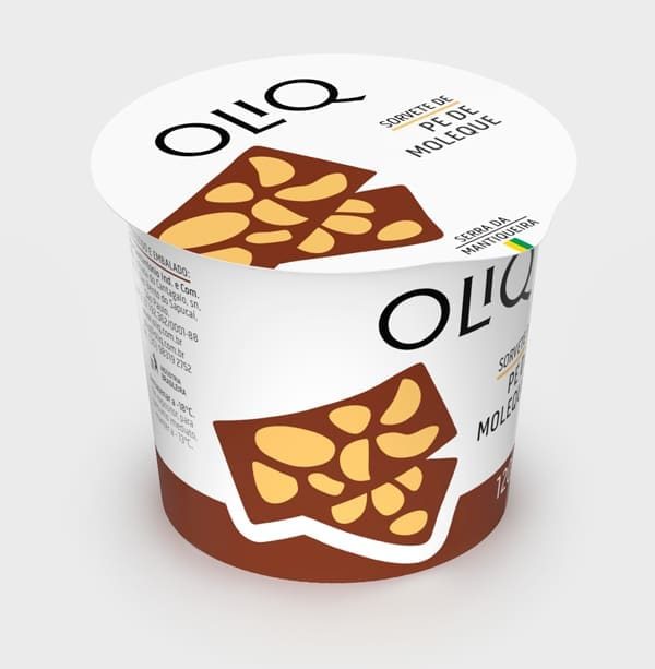 Sorvete OLIQ de Pé de Moleque (Vista a 45º)